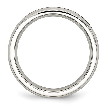 Chisel Stainless Steel Polished 4mm October Pink CZ Ring