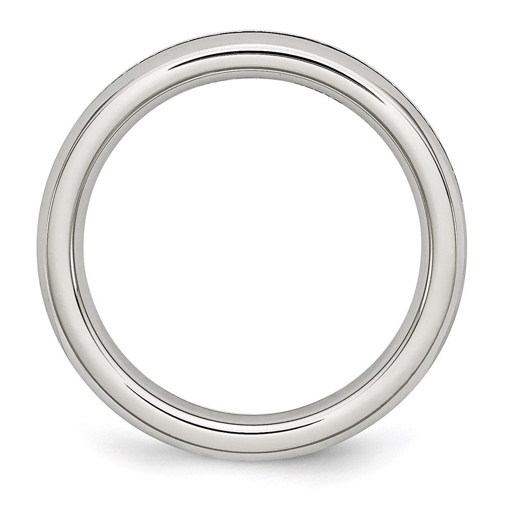 Chisel Stainless Steel Polished 4mm September Blue CZ Ring