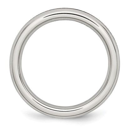 Chisel Stainless Steel Polished 4mm September Blue CZ Ring