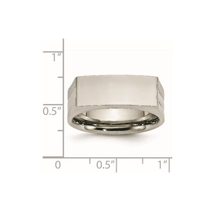 Chisel Stainless Steel Brushed and Polished Signet Ring