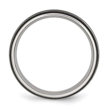 Chisel Stainless Steel Polished Black IP-plated 6mm Grooved Band