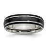Chisel Stainless Steel Polished Black IP-plated 6mm Grooved Band