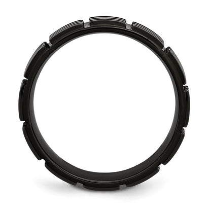 Chisel Stainless Steel Brushed Black IP-plated 8mm Grooved Band