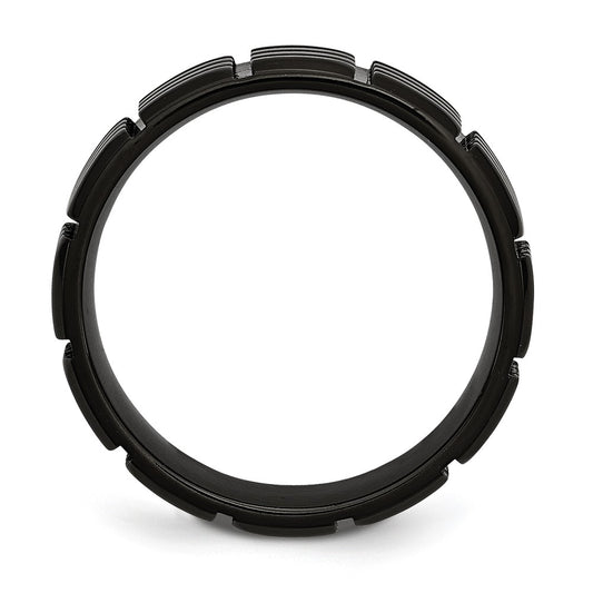 Chisel Stainless Steel Brushed Black IP-plated 8mm Grooved Band