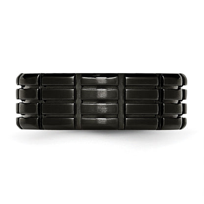 Chisel Stainless Steel Brushed Black IP-plated 8mm Grooved Band