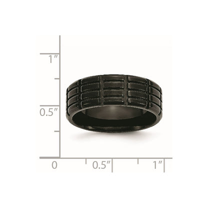 Chisel Stainless Steel Brushed Black IP-plated 8mm Grooved Band