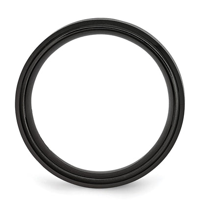 Chisel Stainless Steel Brushed and Polished Black IP-plated Striped 8mm Band