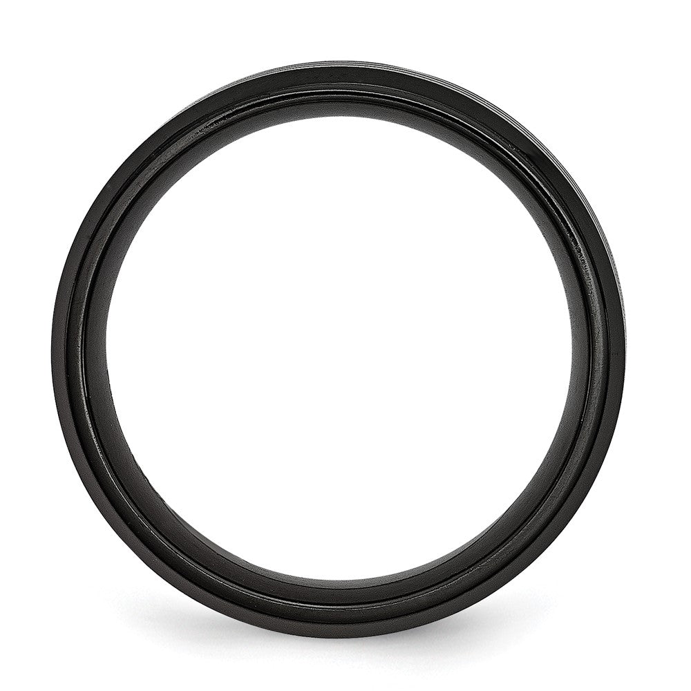 Chisel Stainless Steel Brushed and Polished Black IP-plated Striped 8mm Band