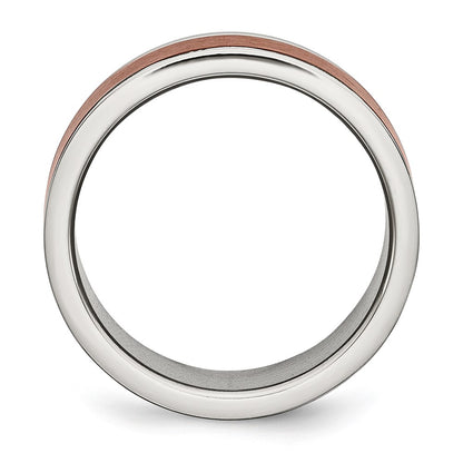 Chisel Stainless Steel Brushed and Polished Brown IP-plated 8mm Band
