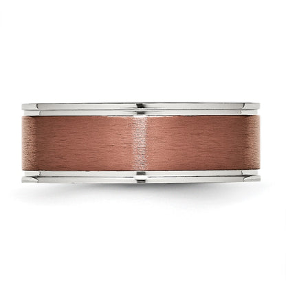 Chisel Stainless Steel Brushed and Polished Brown IP-plated 8mm Band