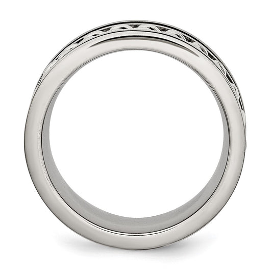 Chisel Stainless Steel Brushed and Polished Black IP-plated Chain Inlay 10mm Band