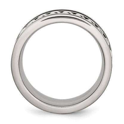 Chisel Stainless Steel Brushed and Polished Black IP-plated Chain Inlay 10mm Band