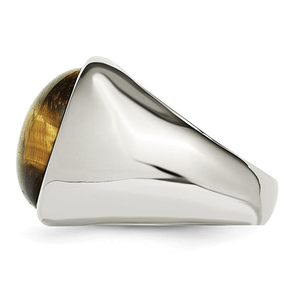 Chisel Stainless Steel Polished Tiger's Eye Ring