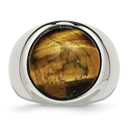 Chisel Stainless Steel Polished Tiger's Eye Ring