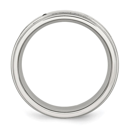 Chisel Stainless Steel Polished 1/6 Carat Black Diamond 8mm Flat Band