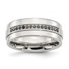 Chisel Stainless Steel Polished 1/6 Carat Black Diamond 8mm Flat Band