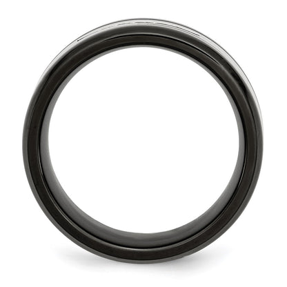 Chisel Stainless Steel Polished Black IP-plated 1/4 Carat Black Diamond 9mm Band