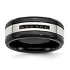 Chisel Stainless Steel Polished Black IP-plated 1/4 Carat Black Diamond 9mm Band