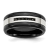 Chisel Stainless Steel Polished Black IP-plated 1/4 Carat Black Diamond 9mm Band