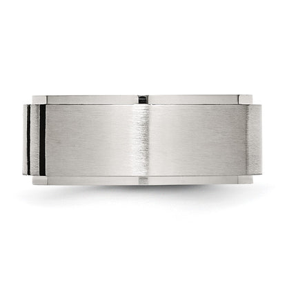 Chisel Stainless Steel Brushed Center Black IP-plated 1/6 Carat Diamond 9mm Band