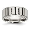 Chisel Stainless Steel Brushed Center Black IP-plated 1/6 Carat Diamond 9mm Band