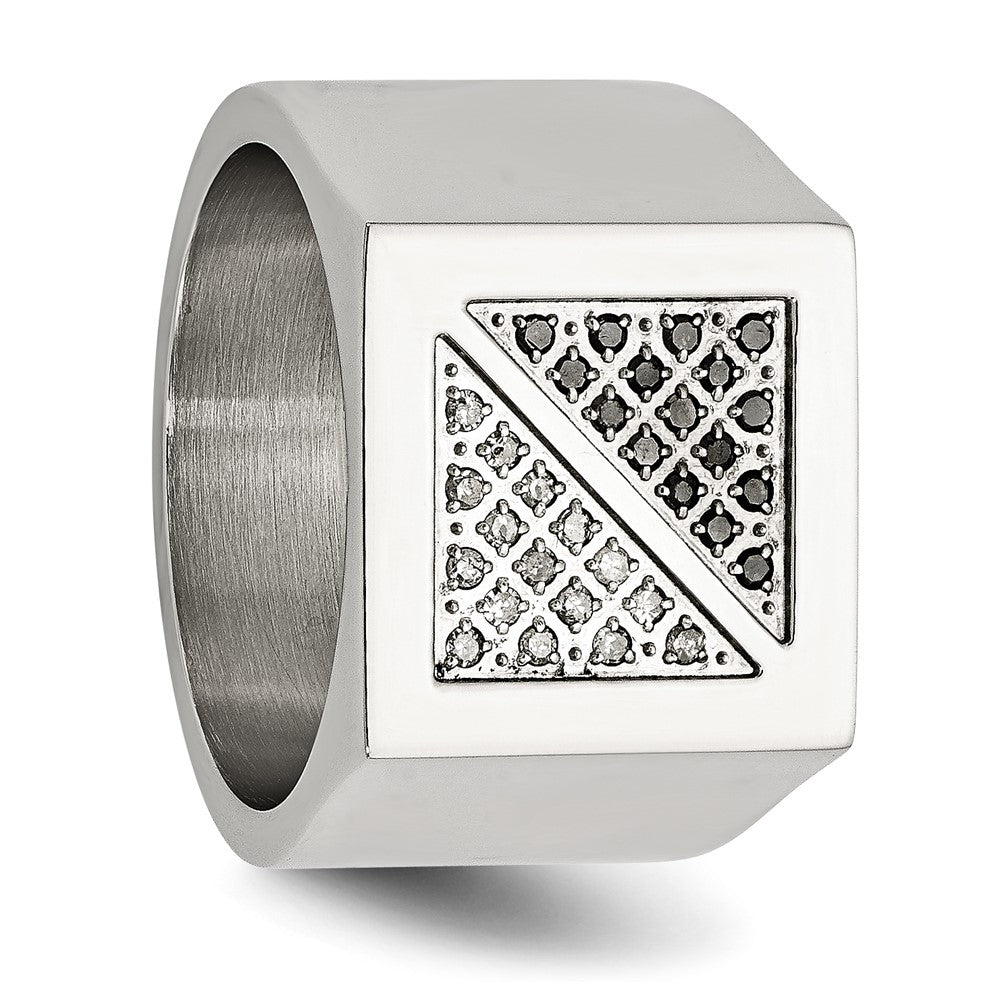 Chisel Stainless Steel Polished 1/4 Carat Black and White Diamond Ring