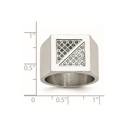 Chisel Stainless Steel Polished 1/4 Carat Black and White Diamond Ring