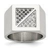 Chisel Stainless Steel Polished 1/4 Carat Black and White Diamond Ring