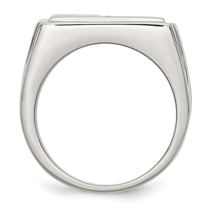 Chisel Stainless Steel Polished and Textured 1/15 Carat Diamond Cross 13.25mm Band
