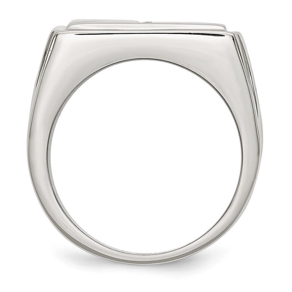 Chisel Stainless Steel Polished and Textured 1/15 Carat Diamond Cross 13.25mm Band