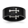 Chisel Stainless Steel Brushed Black IP-plated with Cross 9mm Band