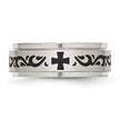 Chisel Stainless Steel Brushed and Polished Enamel Rotating Swirl Design 8mm Band