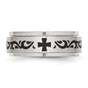 Chisel Stainless Steel Brushed and Polished Enamel Rotating Swirl Design 8mm Band