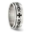 Chisel Stainless Steel Brushed and Polished Enamel Rotating Swirl Design 8mm Band