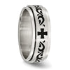 Chisel Stainless Steel Brushed and Polished Enamel Rotating Swirl Design 8mm Band