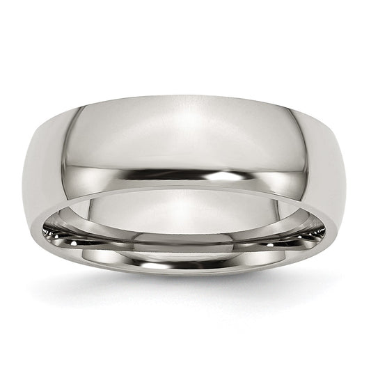 Chisel Stainless Steel Polished 7mm Half Round Band