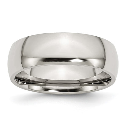 Chisel Stainless Steel Polished 7mm Half Round Band