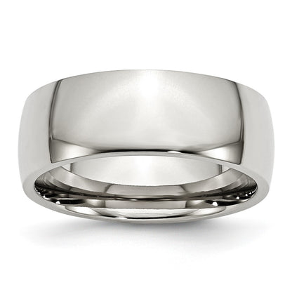 Chisel Stainless Steel Polished 8mm Half Round Band