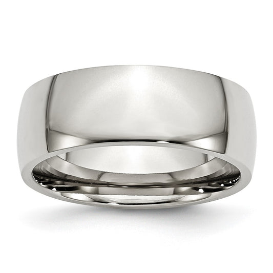 Chisel Stainless Steel Polished 8mm Half Round Band