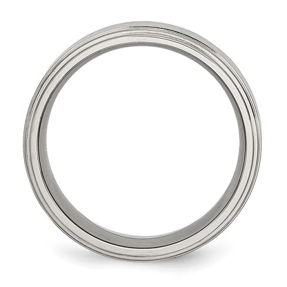 Chisel Stainless Steel Polished with Brushed Center 8mm Ridged Edge Band