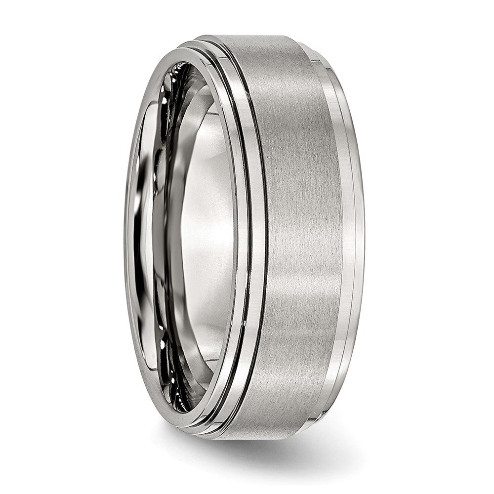 Chisel Stainless Steel Polished with Brushed Center 8mm Ridged Edge Band