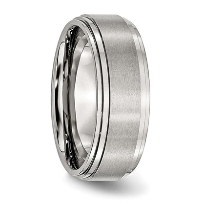 Chisel Stainless Steel Polished with Brushed Center 8mm Ridged Edge Band