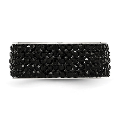 Chisel Stainless Steel Polished with Black Crystal 9mm Band