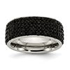 Chisel Stainless Steel Polished with Black Crystal 9mm Band