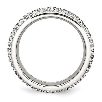 Chisel Stainless Steel Polished with Crystal 9mm Band