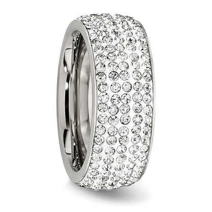 Chisel Stainless Steel Polished with Crystal 9mm Band