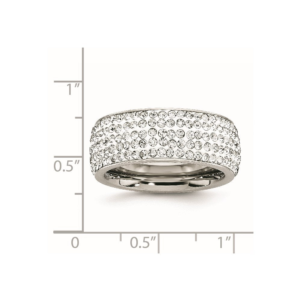 Chisel Stainless Steel Polished with Crystal 9mm Band