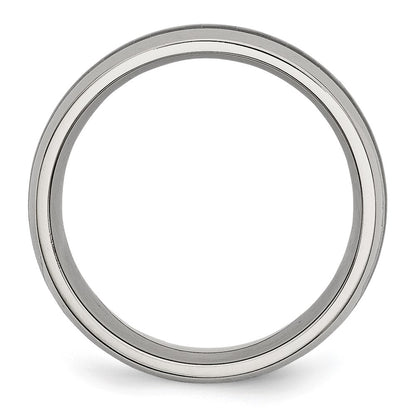 Chisel Stainless Steel Polished with Black Carbon Fiber Inlay 8mm Band