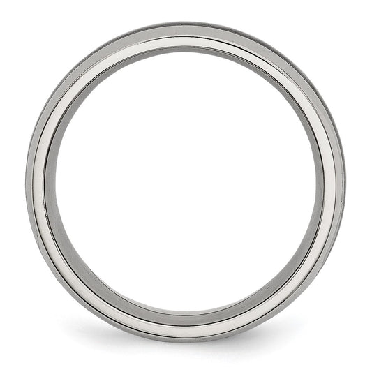 Chisel Stainless Steel Polished with Black Carbon Fiber Inlay 8mm Band