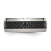 Chisel Stainless Steel Polished with Black Carbon Fiber Inlay 8mm Band